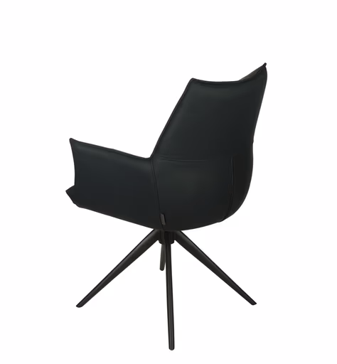 Armlehnstuhl MELE - drehbar, Leder, Schwarz