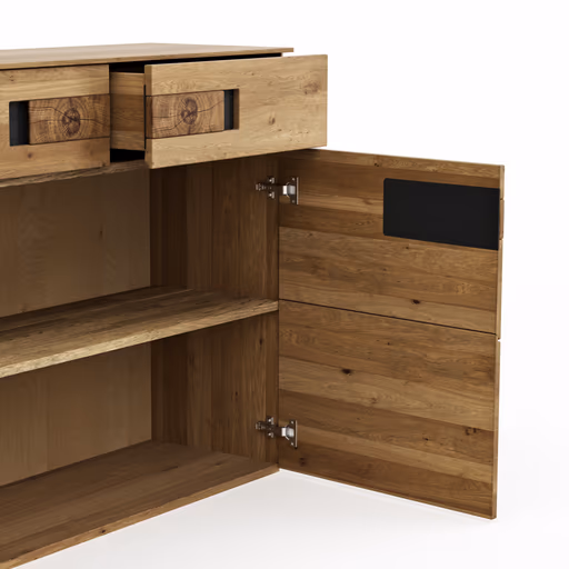 Kommode Baltimore - Wildeiche massiv, mit Hirnholzeinsatz