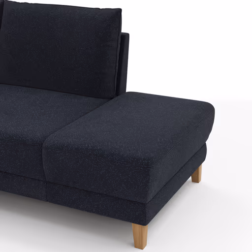 Sofa Stamford - 3,5-Sitzer, Bogen links mit Ecksofa 2-sitzig und Abschlusshocker Rechts, Stoff, Dunkelblau