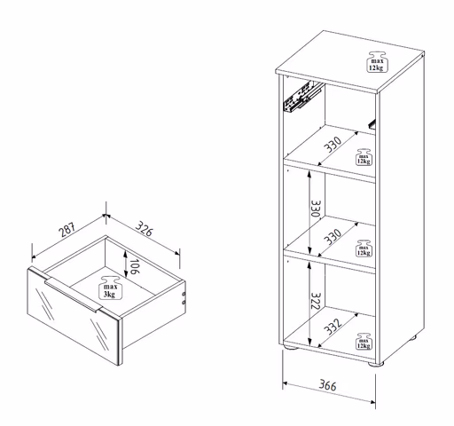 Büroregal - B ca. 40 cm, Weiß