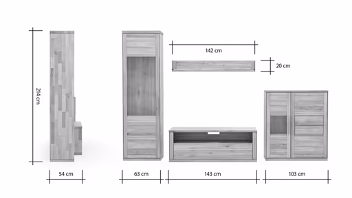 Wohnwand Faro 6.0 - Kernbuche massiv, geölt