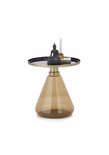 Beistelltisch - Ø/H ca. 45x45 cm, Schwarz, Braun