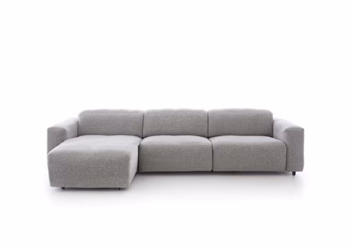 Ecksofa - Longchair links mit 2-Sitzer, Stoff, Hellgrau