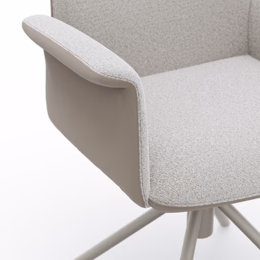 Armlehnstuhl Sedana - drehbar, Leder & Stoff, Grau