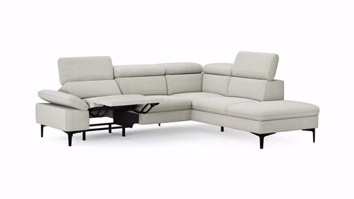 Ecksofa Felipa - 2,5-Sitzer mit Ecke rechts inkl. Armlehne verstellbar und Rückenlehne/Sitztiefe verstellbar (motorisch), Stoff, Natur