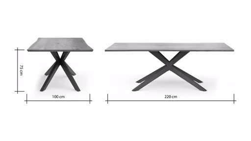 Esstisch Nayara - LB ca. 220x100 cm, Münsterland-Eiche massiv, geölt