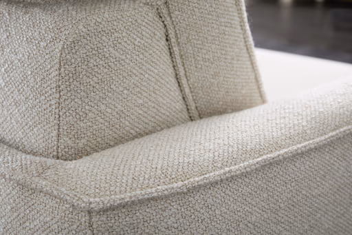 Ecksofa Amadena - 2-Sitzer mit Ecke rechts inkl. Kopfteilverstellung und Sitzvorzug, Stoff, Creme