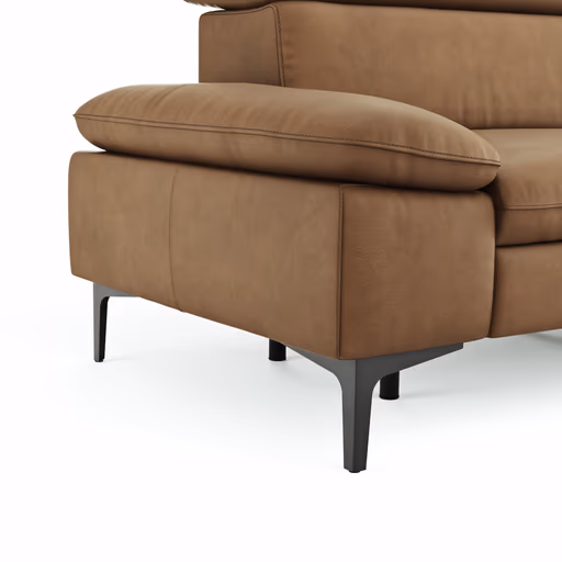 Sofa Felipa - 3-Sitzer inkl. Relaxfunktion (motorisch) und Kopfteil verstellbar, Leder, Cognac