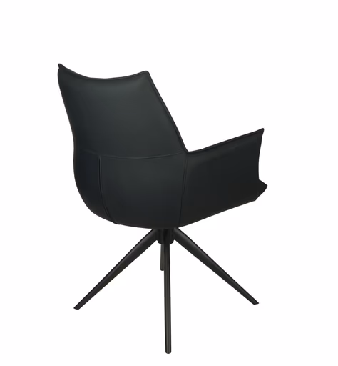 Armlehnstuhl MELE - drehbar, Leder, Schwarz