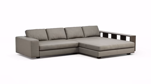 Ecksofa Aprino 1 - 2,5-Sitzer mit Longchair rechts, Leder, Grau