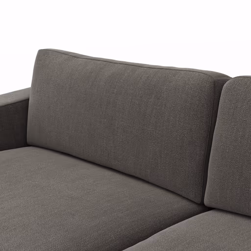 Ecksofa Juni - 1,5-Sitzer mit Longchair rechts, Stoff, Schwarz