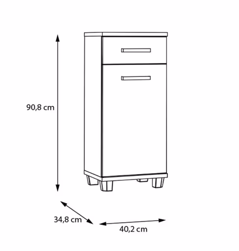 Kommode- Eiche Dekor, Graugrün
