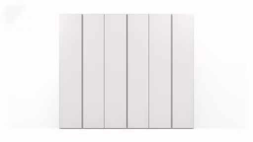 Drehtürenschrank Loretto - B ca. 280 cm, Melamin matt, Weiß