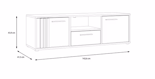 TV-Board FLORISS- Schwarz, Eiche Dekor