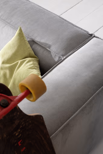 Ecksofa Aki - Longchair links, 1,5-Sitzer, Stoff, Hellgrau