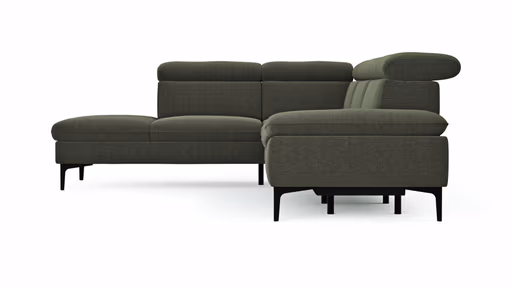 Ecksofa Felipa - Ecke links mit 2,5-Sitzer inkl. Armlehne verstellbar und Rückenlehne/Sitztiefe verstellbar (motorisch), Stoff, Dunkelgrün