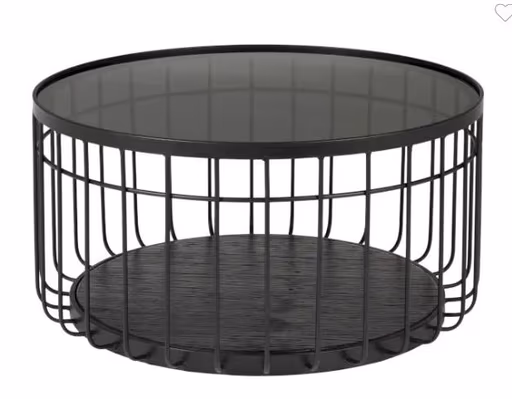 Couchtisch Svala M - Eisen, MDF, Glas, Schwarz