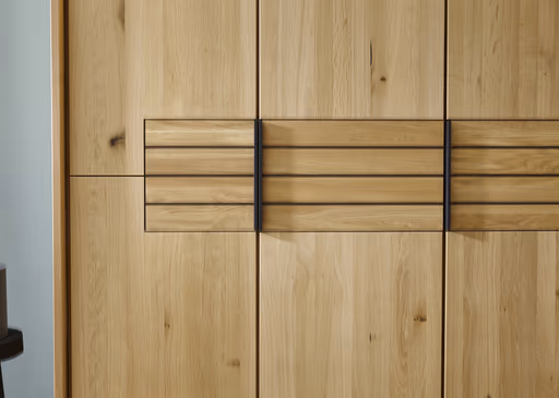 Drehtürenschrank Scottsdale - inkl. Passepartout und Beleuchtung, B ca. 257cm, Wildeiche massiv