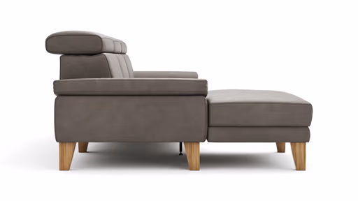 Ecksofa Hudson - Longchair links mit 2,5-Sitzer, inkl. Kopfteil/Armlehne verstellbar und Relaxfunktion (motorisch), Stoff, Steingrau