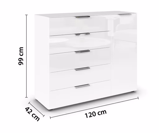 Kommode RIPP- Weiß, Glas, Weiß