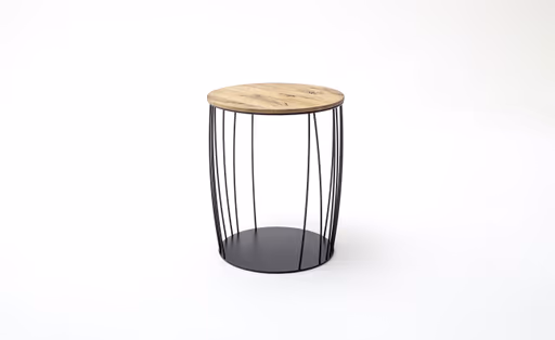 Beistellstisch Pavia - Durchmesser ca. 45 cm, Eiche massiv, Vintage