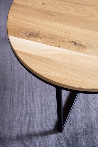 Couchtisch Joan 2- LBH ca. 58x58x33 cm, Asteiche massiv, Gestell schwarz