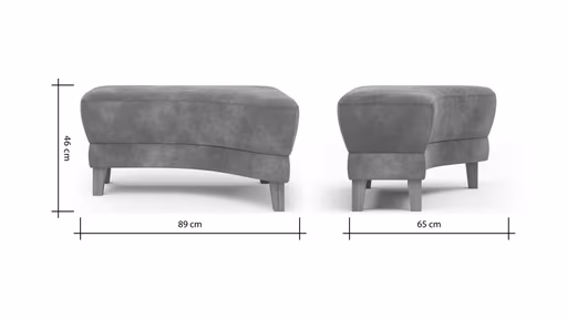 Hocker Stamford - gebogen, Rechts, LB ca. 89x65 cm, Stoff, Anthrazit