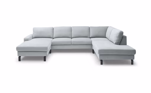 Wohnlandschaft CALM - Longchair links, 2-Sitzer, Ecke rechts, Microfaser, Hellblau