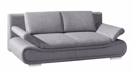 Querschläfer - Schlaffunktion mit Bettkasten, Armlehne verstellbar, Stoff, Grau