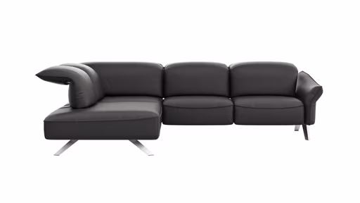 Ecksofa Bormio - Ecke links mit 2,5-Sitzer inklusive Relaxfunktion (motorisch), Leder, Schwarz