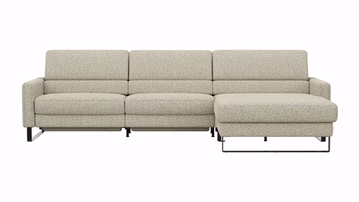 Ecksofa Valera - 3-Sitzer mit Longchair rechts inkl. Rückenlehne verstellbar und Relaxfunktion motorisch, Stoff, Limone