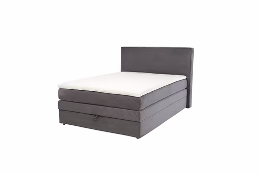 Boxspringbett JANETT- Liegefläche ca. 140x200 cm, Stoff, Grau