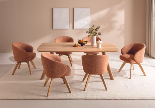 Esstisch Nayara - LB ca. 200x100 cm, Eiche massiv, satin gebeizt matt lackiert