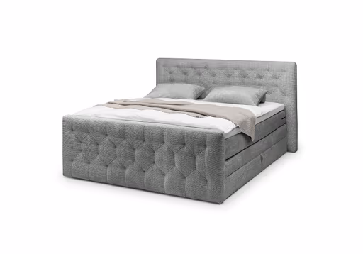 Boxspringbett- Liegefläche ca. 180x200 cm, Stoff, Grau