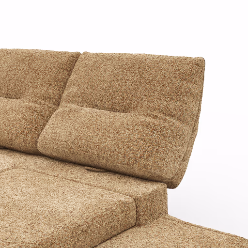 Ecksofa Lucero 2.0 - Longchair mit 2-Sitzer rechts inkl. Sitztiefenverstellung, Drehsitz und Sitztiefe verstellbar, Stoff, Cognac