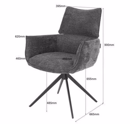 Armlehnstuhl MARGIT - drehbar, Stoff, Graublau