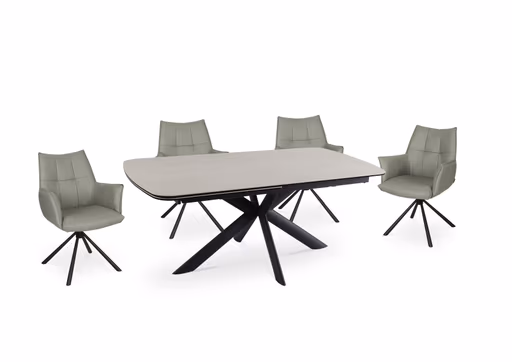 Armlehnstuhl MAKANA - drehbar, Stoff, Hellgrau