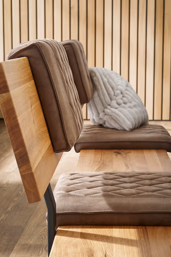 Holzbank Clifton - mit Rückenlehne, Breite ca. 200cm, Wildeiche massiv, natur