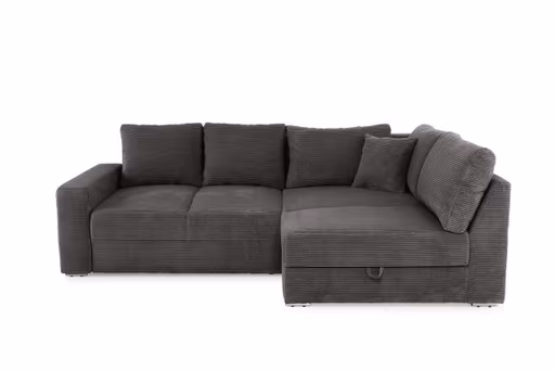 Ecksofa JANIS - 2,5-Sitzer, Ecke rechts inkl. Schlaffunktion, Stoff, Grau