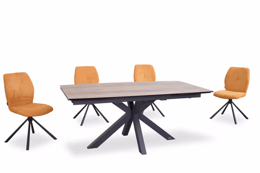 Stuhl MANOA - drehbar, Stoff, Senfgelb