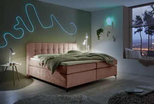 Boxspringbett HINDA- Liegefläche ca. 180x200 cm, Stoff, Altrosa