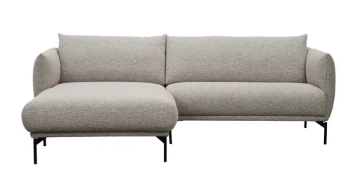 Ecksofa Joana - Longchair links mit 2-Sitzer, Stoff, Beige