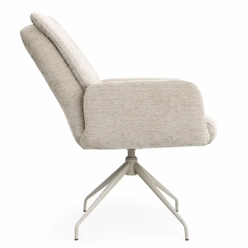 Armlehnstuhl Evania - Dreh und Relax-Funktion, hoher Rücken, Stoff, Ecru