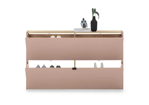 Schuhschrank GIANNA - B ca. 140 cm, Toffee, Navarra Eiche Nachbildung