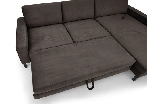 Ecksofa CALM MOVE 2.0 - 2,5-Sitzer mit Longchair rechts, Schlaffunktion, Feincord, Mocca