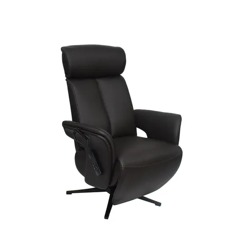 TV-Sessel MATHIS - drehbar, Aufstehhilfe, Relaxfunktion, Kopfteilverstellung, Leder, Chocolate