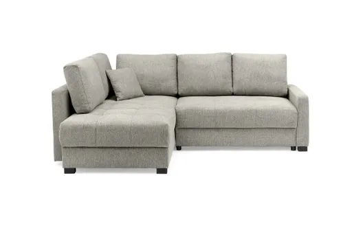 Ecksofa EDWIN - 2-Sitzer, Ecke rechts inkl. Schlaffunktion und Bettkasten, Stoff, Taupe