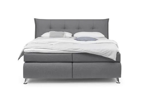 Boxspringbett HAROA- Liegefläche ca. 180x200 cm, Stoff, Grau, inkl. Topper