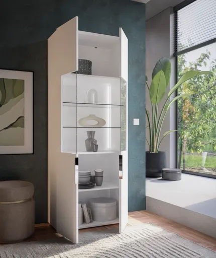 Vitrine- inkl. LED-Beleuchtung, Weiß