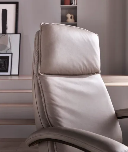 Relaxsessel Avela Relax - Größe L, Kopf-/ Fußteil und Rückenlehne verstellbar, Leder, Steingrau